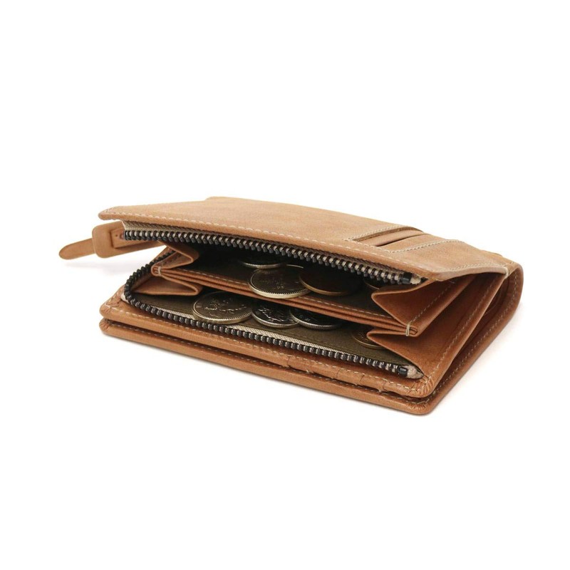 Corvo CO-8LO-9933 Men's Bi-Fold Wallet, L-Shaped Zipper, Genuine Leather, dark