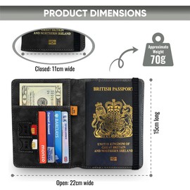 REPEAK British Passport Holder - British Passport Wallet - British Passport Cover - UK, RFID Blocking Travel Wallet, Card & Sim Holder (Black)