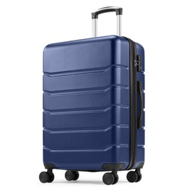 Sweetcrispy Carry on Luggage,Hard Shell Expandable Double Spinner Rolling Wheels Suitcase,TSA Lock, Canal Blue, 20 Inch