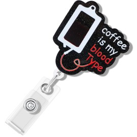 Namifin Retractable Badge Holders Funny Nurse Badge Reel Coffee is My Blood Type ID Clip Cute Nursing for Doctor Teacher Student Employee Office Medical Work Supplies