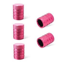 povtii 5 PCS Car Tire Valve Stem Caps, Aluminum Auto Wheel Stem Cover with O Seal, Corrosion Resistant Vehicle Tire Air Caps for Truck Motorcycle Bike, Universal Car Accessories (Pink)