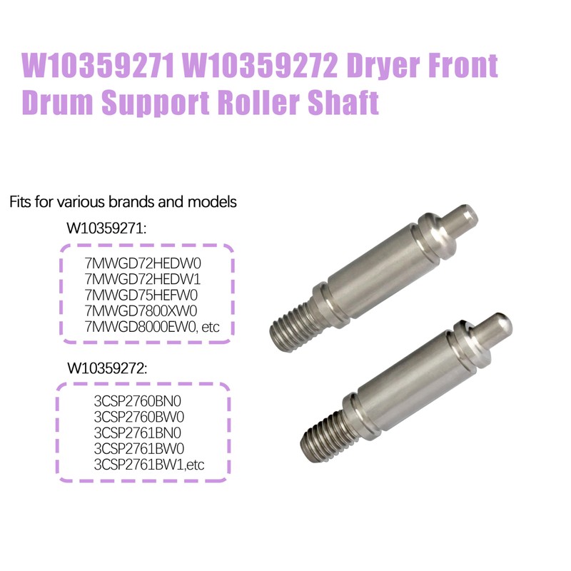 Dryer Drum Front & Back Support Roller Shaft Kit -