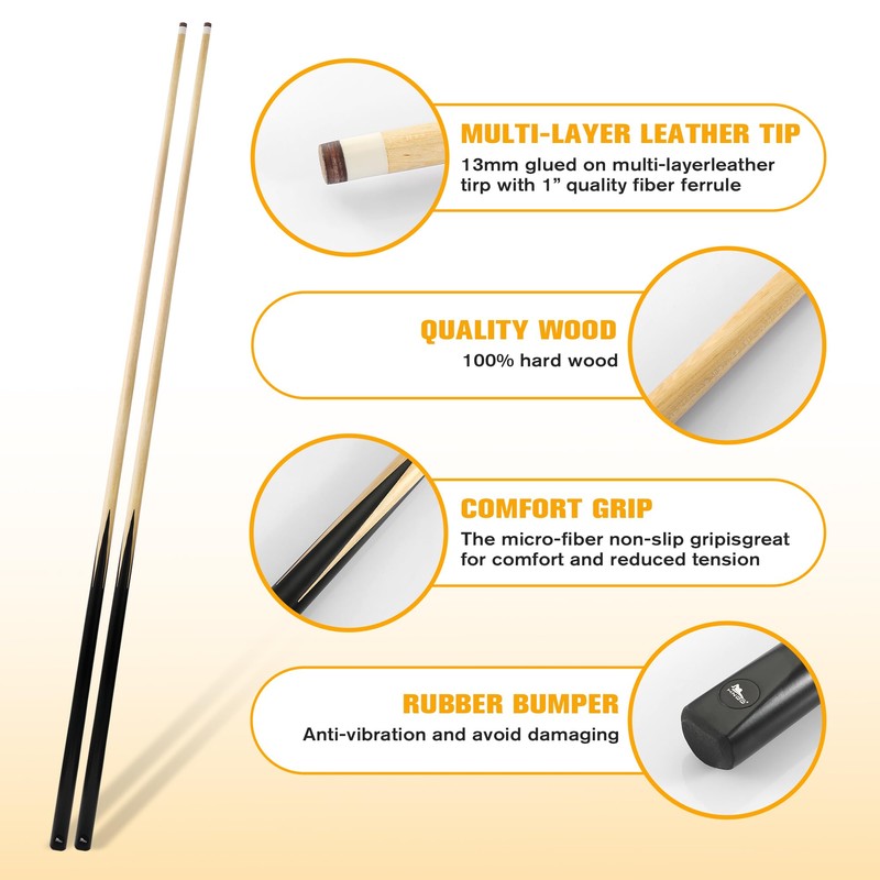 HNQQ 58 One Piece Pool Cue Stick with 13MM Leather