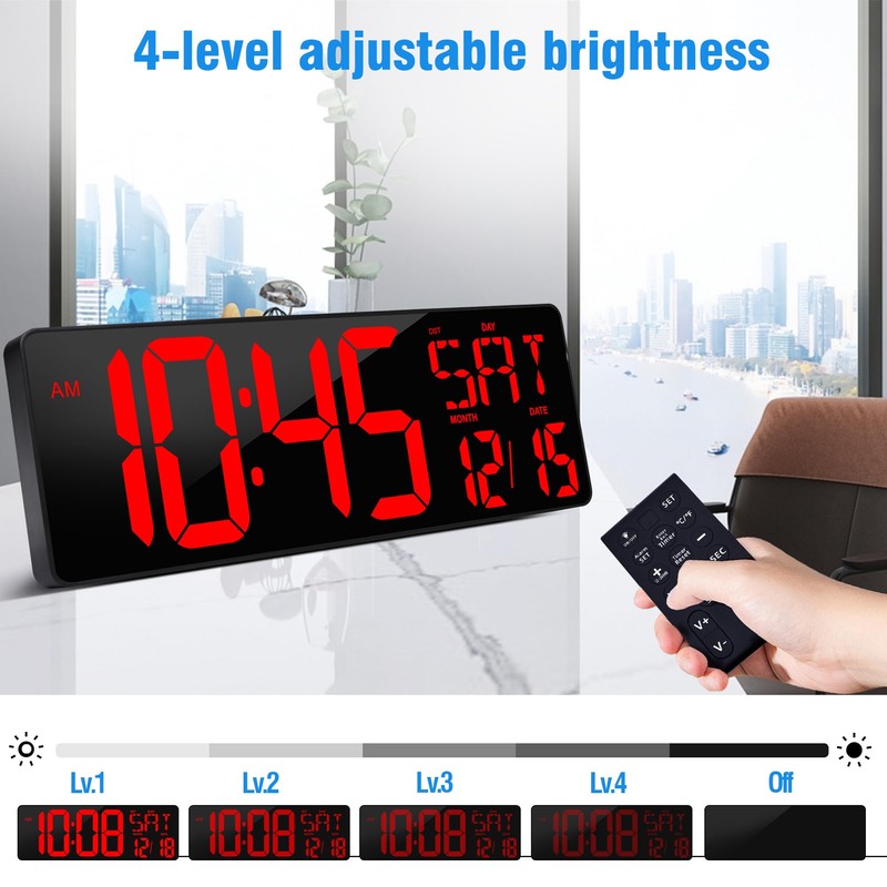 KMMKGG Large Digital Wall Clock（5.6'' Number）, 17.2" LED Wall Clock