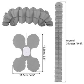 PATIKIL 9.8ft Four-Leaf Garland, 6 Pack Tissue Paper Hanging Flower Garland Reusable Streamers for Party Wedding Backdrop Decorations, Grey