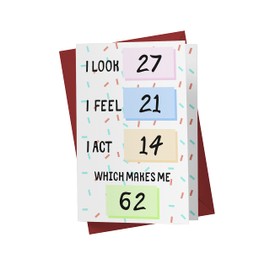 Funny 62nd Birthday Cards For Women Or Men – For Friends, Family, Lover, Etc. – Funny Birthday Cards 62 years old – Perfect Funny Birthday Cards 62nd Anniversary – With Envelope