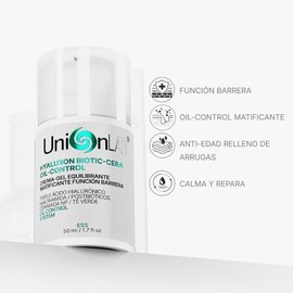 HYALURON BIOTIC-CERA OIL-CONTROL Crema Gel Hidratante Facial para Piel Mixta, Grasa y Sensible | Triple Ácido Hialurónico, Niacinamida, Ceramidas y Po