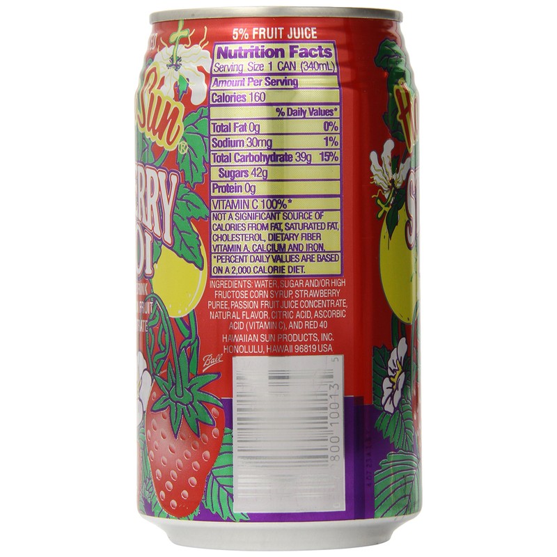 Hawaiian Sun Lilikoi, Strawberry, 11.5-Ounce (Pack of 24)