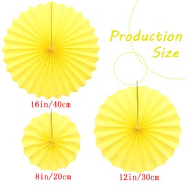 Yosawa 6Pcs Paper Fan Flowers Hanging Paper Fans Decoration for Birthday Wedding Christmas Graduation Theme Party （Yellow）