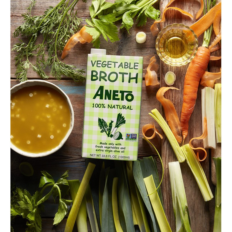 Aneto 100% Natural Vegetable Broth 34 fluid ounce | Made