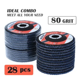28 Pack 4 1/2 Inch Flap Disc Angle Grinder Sanding Disc 80 Grit Flap Sanding Disc Type 27 (28 Pack - 80 grit)