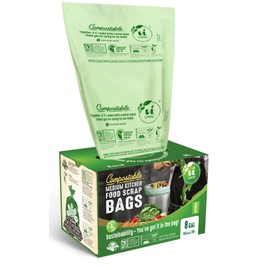UNNI Compostable Liner Bags, 6-8 Gallon, 30 Liter, 50 Count, 0.85 Mil Heavy Duty, Food Scrap Bags for Medium Bins, ASTM D6400, US BPI, CMA and Europe OK compost HOME Certified, San Francisco