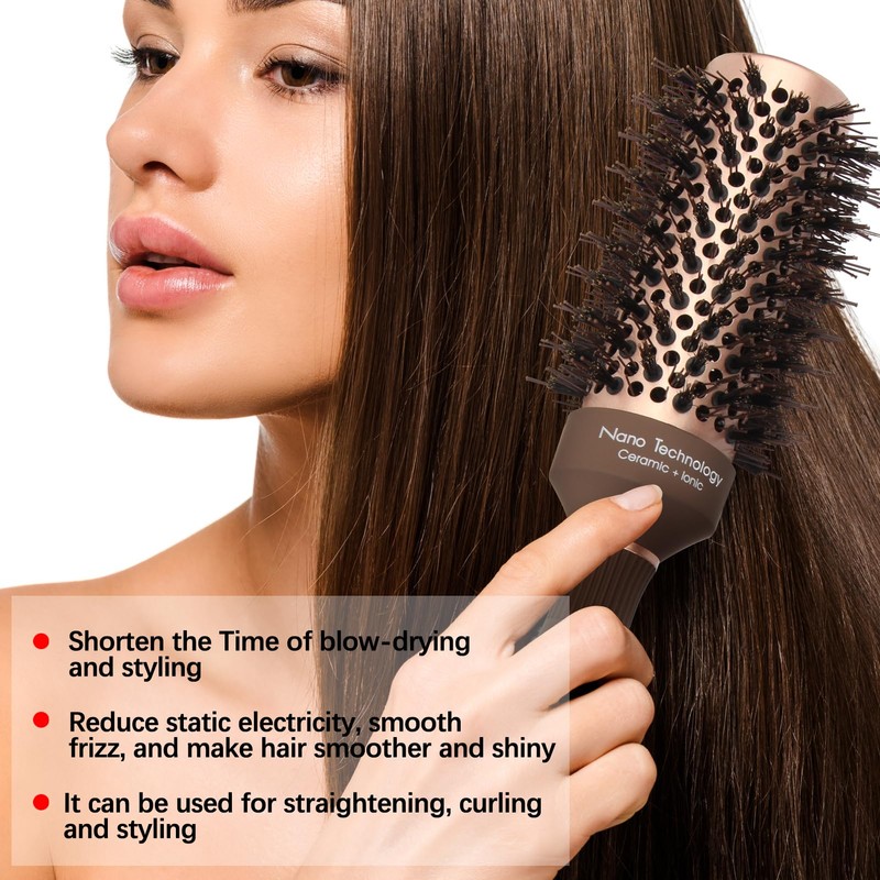 FIXBODY Hair Brush, Round Brush for Blow Drying, Curling, Styling,