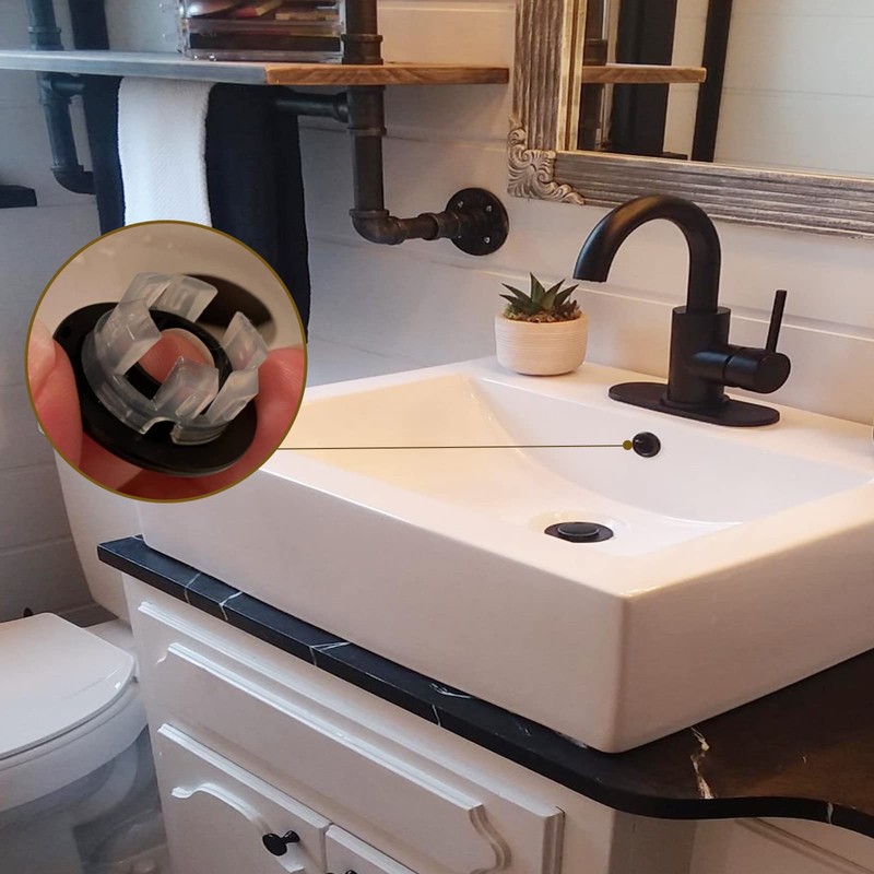 DEAKYNE 2 Pack Sink Overflow Ring Matte Black Bathroom Vanity