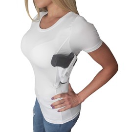 AC UNDERCOVER Women's Concealment Scoop Neck T-Shirt Holster (White, Large)