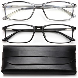 YTDBNS Reading Blue Light Blocking Glasses - 2 Pack Computer Readers Men Women Spring Hinge Black/Gray, 0.5