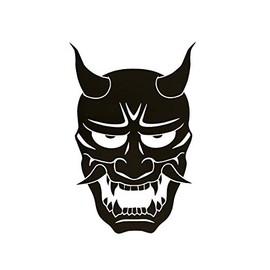 Hannya Mask Japanese Jealous Female Demon Decal Vinyl Sticker|Cars Trucks Vans Walls Laptop| Black |5.6 x 3.8 in|DUC237