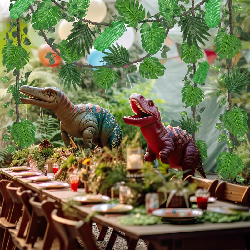 HIYZI 47 Pcs 20 ft Jungle Theme Party Decorations Set