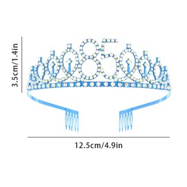 Blue 85th Birthday Crown and Sash Girl 85th Birthday Decoration Rhinestone Birthday Tiara Princess Crown Queen Tiara Birthday Sash Girls 85th Birthday Decoration Party Clothing Accessories
