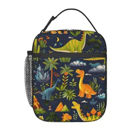 ainori Reusable Dinosaur Lunch Box for Men Kids Gils Boys Women Adult, Insulated Cute Dino Lunch Bag,Polyester Cooler Handbags Case for School Picnic Work Travel Beach or Hiking (Dark Blue)
