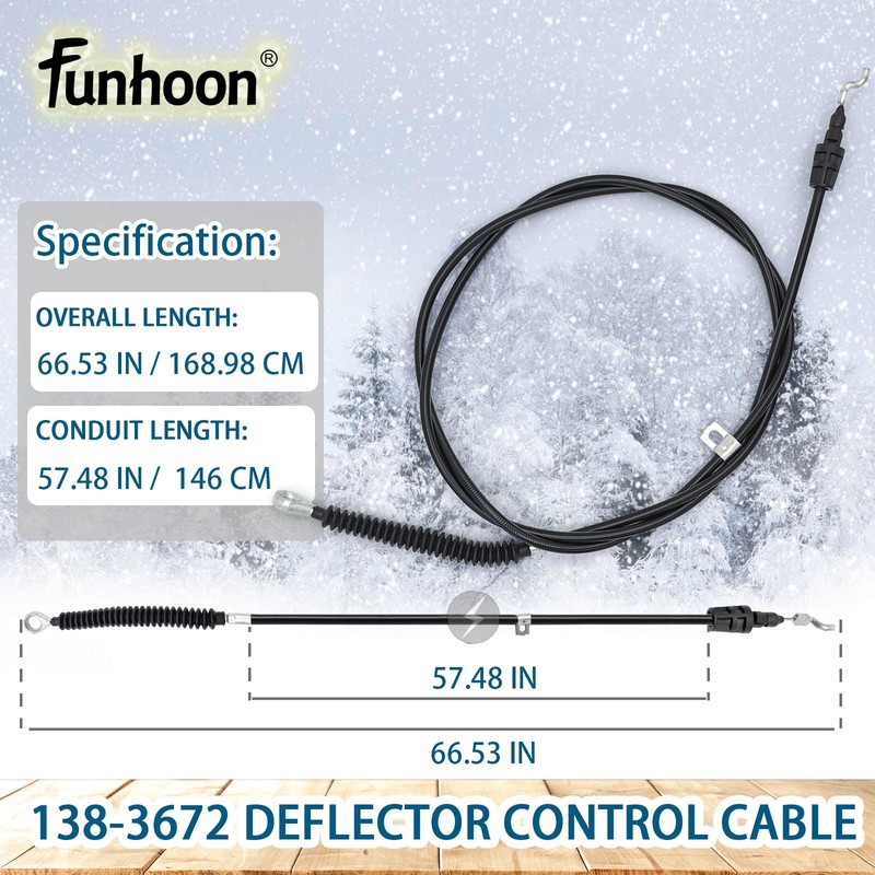 Funhoon 138-3672 Deflector Control Cable for Toro 726 OE, 824