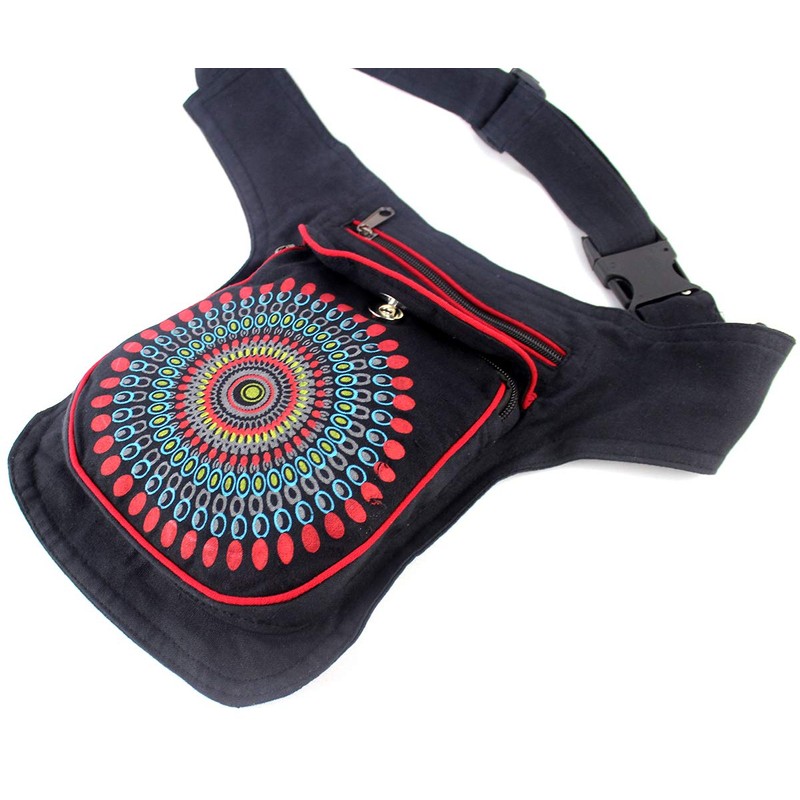 Fabric Waist Bag Casual Ethnic Designs 3 Bags with Zipper