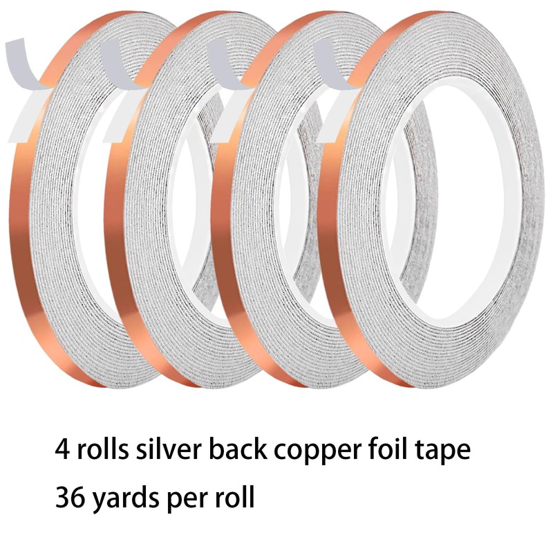 AONUOAO 3/16 Inch Silver Lined Copper Foil Tape for Stained