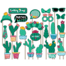Birthday Galore Cactus Photo Booth Props Kit – 20 Packs- A Fun Decorative Party Accessories with Fully Assembled Cutouts, Ideal for Birthdays, Fiesta Gatherings, Showers, Holiday, and Event Displays.