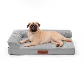 Rainmr Memory Foam Orthopedic Dog Bed, Washable Dog Couch with Removable Waterproof Cover & Nonskid Bottom for Pet Sofa, 30x20 Inches, Light Grey