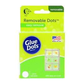 Glue Dots Double-Sided Removable Dots, 1/2'', Clear, Roll of 200
