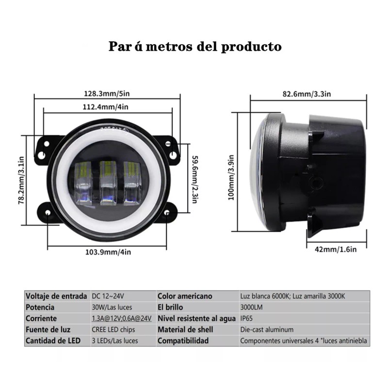 RTS 1 Par 4in Faros De Niebla Led Ojos Ángel