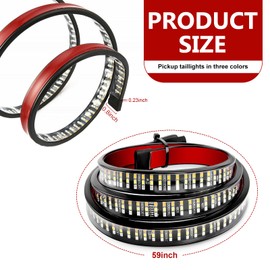 dawfall Car Tailgate Light Bar, 59" Three Row Waterproof and High Brightness LED Light Strip, Running Light Turn Signal Brake/Reverse Light with Connecting Harness, Universal for Cars (Multicolored)