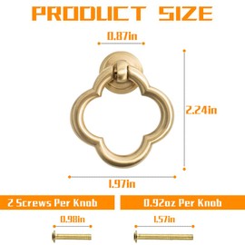 TKWINKT 12 Pack Cabinet Knobs, Zinc Alloy Dresser Knobs, Gold Knobs for Cabinets and Drawers, 1.97in Cabinet Door Knobs