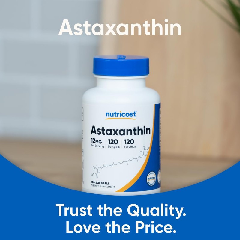 Nutricost Astaxanthin 12mg, Non-GMO and Gluten Free, 120 Softgels (4