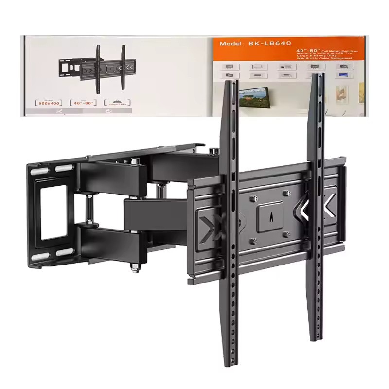 Full-Motion Dual-Arm TV Wall Mount for 40–80 Inch TVs, VESA