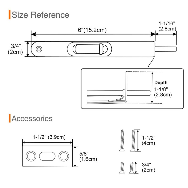 KOVOSCH 2 Pack Flush Bolt 6 Inch, Heavy Duty Flush