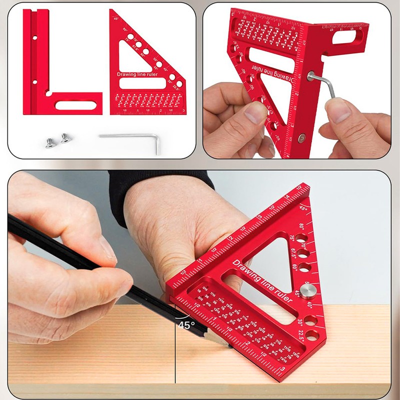 Hole Position Scribing Ruler 3D 22.5‑90° Multi Angle Measuring Square