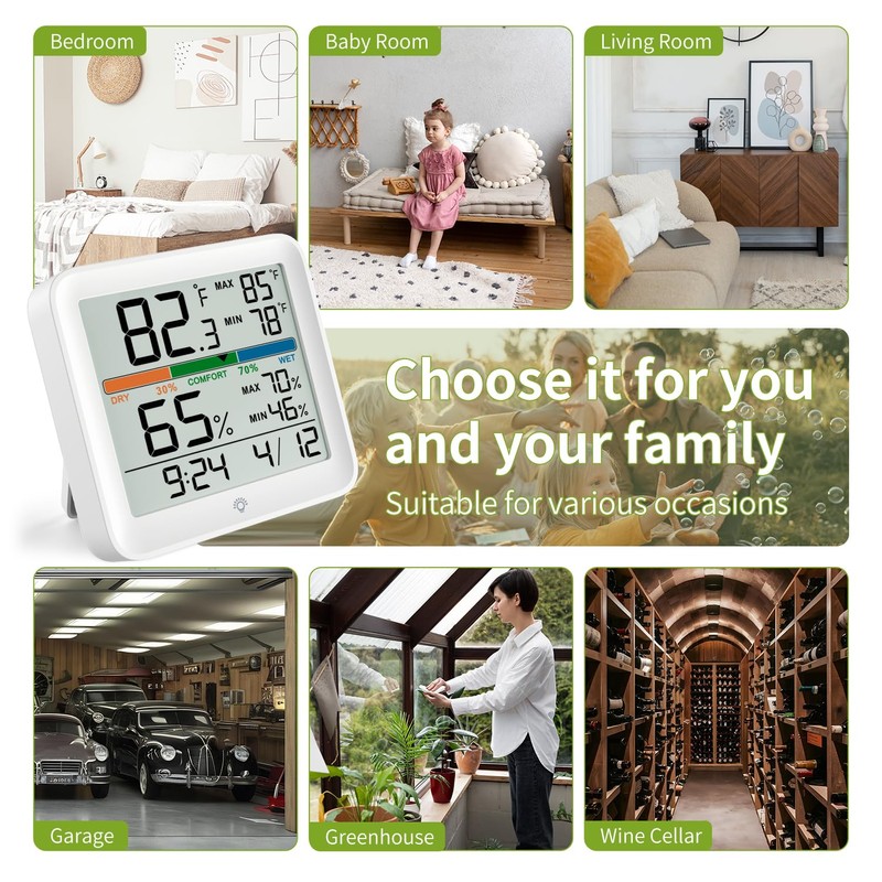 MeesMeek 2 Pack Indoor Thermometer Room Temperature Home Hygrometer Humidity