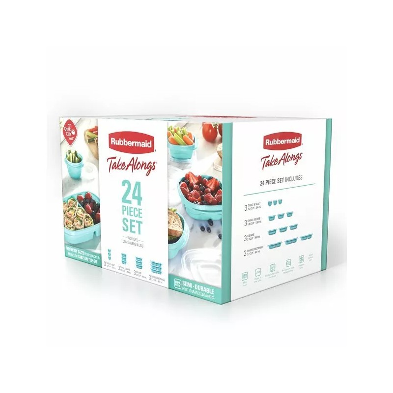 Rubbermaid Take Alongs Teal 24 Piece Set Lids And Containers