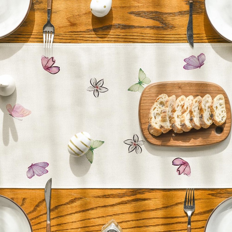 Artoid Mode Daisy Bunny Rabbit Easter Table Runner, Seasonal Spring