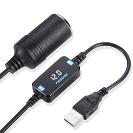 FARSENSE USB A to 12V Cigarette Lighter Adapter-USB C DC 5V to 12V Step Up Car Cigarette Lighter Socket Converter Cable（3FT Supports Voltage Display,for Dash Cam,GPS,Driving Recorder,Etc