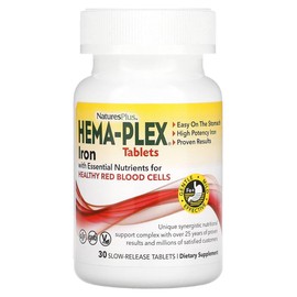 Natures Plus 네이처스플러스 Hema-Plex 철분 iron 필수 영양소 함유 서방정 30정 Nature's Plus Hema-Plex Iron Essential Nutrient Slow Release Tablets 30 Tablets