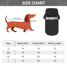 BINGPET Security Dog Hoodies Dachshund Sweater Cold Weather Dog Coats Soft Brushed Fleece Pet Clothes Hooded Sweatshirt for Dog Cat