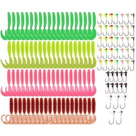 Fishing Lures Artificial Bait Kit Pinworm Soft Baits Soft Baits 80 Pieces + Jig Head Pack of 50