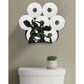 Wigag Cow Toilet Paper Holder for Extra 8 Rolls, Funny Decorative Toilet Paper Storage Wall Mounted, Farmhouse Bathroom Animal Decor Toilet Paper Cabinets over The Toilet Storage