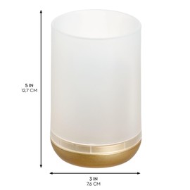 iDesign 3 Divided Sections for Bathroom or Vanity-Frost/Gold Toothbrush Holder