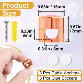 CustomyLife 2pcs Cable Anchors for Desk, Metal Cord Holder Wire Organizers, Self-Adhesive Adjustable 2-in-1 Cord Clips Charger Cable Management for Nightstand Office Home Desktop Wall- Rose Gold