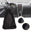 TEAMWILL PU Leather Gear Stick Shift Gaiter Boot Black Cover