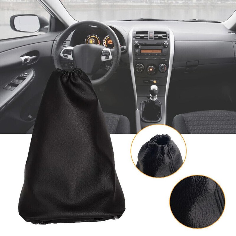 TEAMWILL PU Leather Gear Stick Shift Gaiter Boot Black Cover