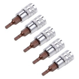 TOP-VIGOR 5Pcs Hex Bit Socket, 1/4" Drive x H3 (3mm) Allen Key Socket, Premium S2 Steel Bits, Hex Bit with 38mm Length for Torque Wrench, Ratchet Wrench, Impact Power Drills, Slide Bar